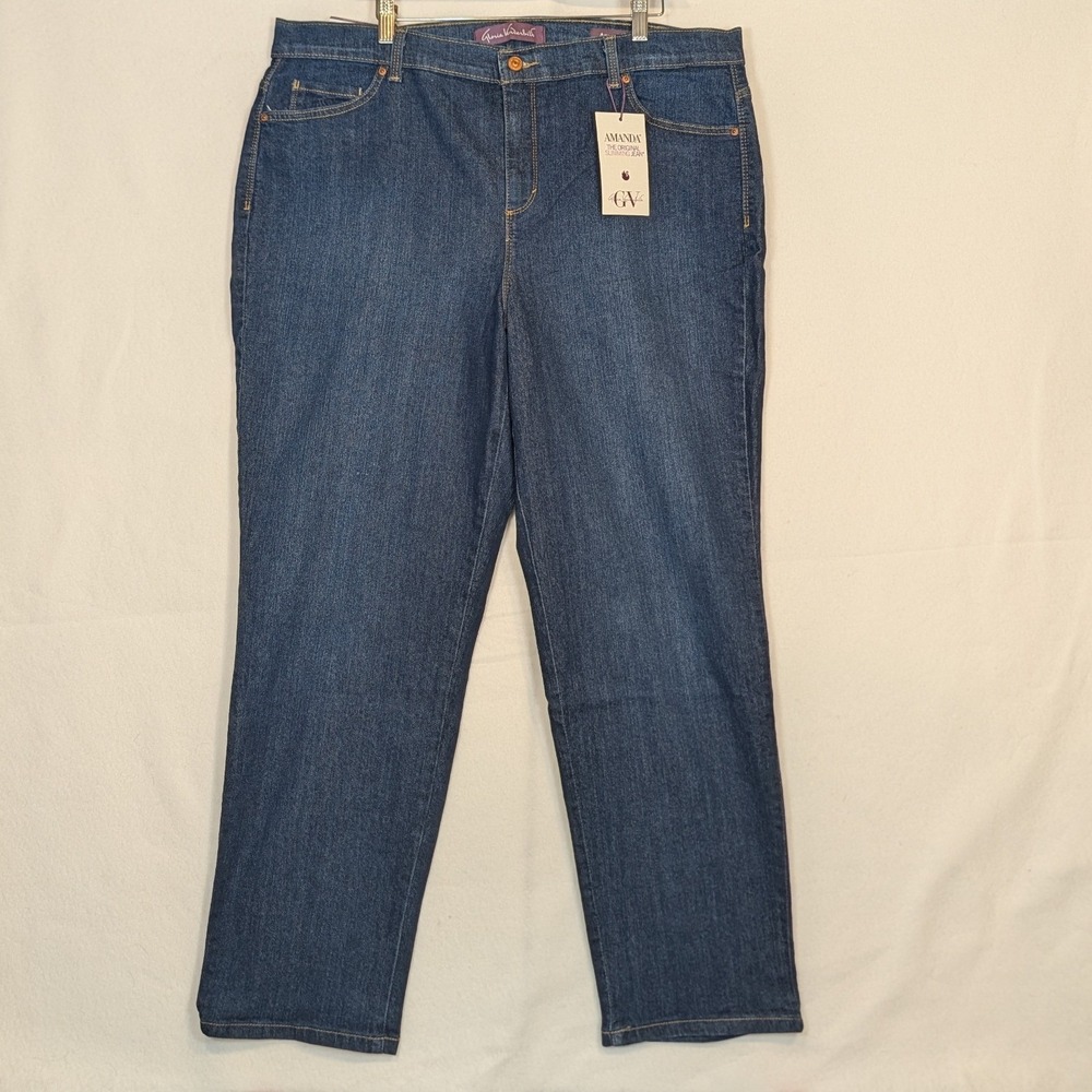 Gloria Vanderbilt Amanda High Rise Straight Leg Jeans Dark Wash Blue 18W Average